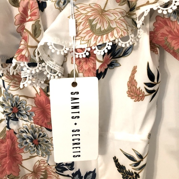 Meg Floral Off The Shoulder Ruffle Dress Small - Picture 8 of 8